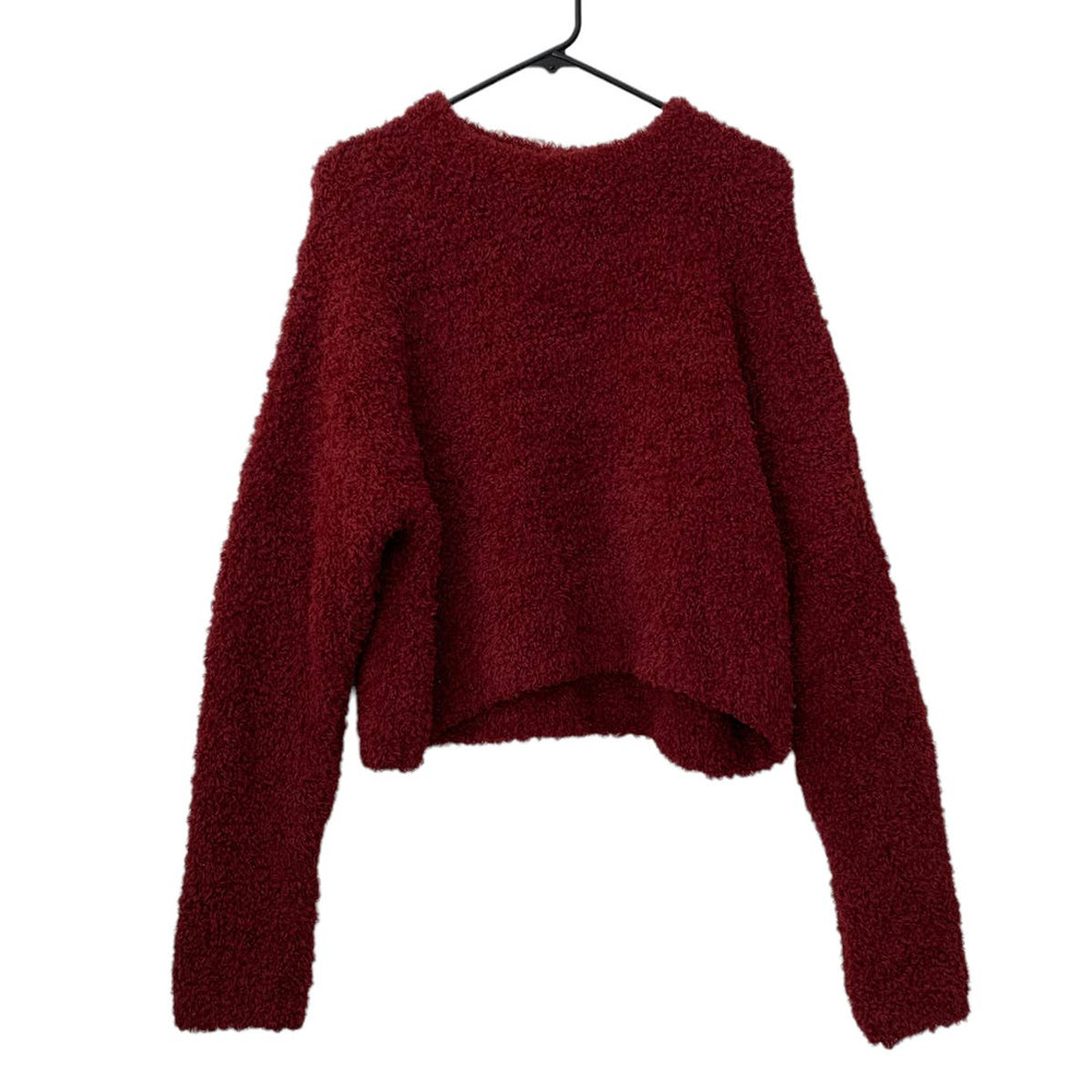 NWT Halogen Red Fuzzy Long Sleeve COZY Warm Metallic Sweater Size Medium